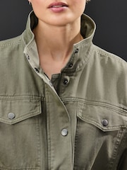 Khaki Green Cotton Utility Jacket - Image 5 of 8