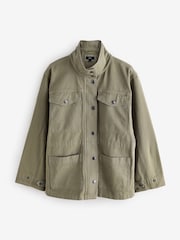 Khaki Green Cotton Utility Jacket - Image 6 of 8