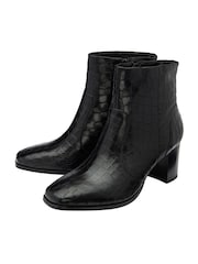 Ravel Black Leather Heeled Ankle Boots - Image 2 of 4