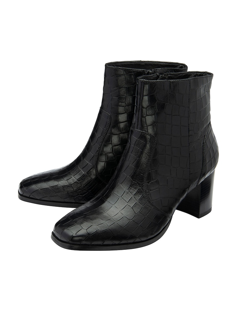 Ravel Black Leather Heeled Ankle Boots - Image 2 of 4