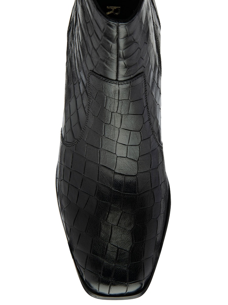 Ravel Black Leather Heeled Ankle Boots - Image 4 of 4