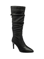 Ravel Black Leather Stiletto-Heel Knee-High Boots - Image 1 of 4