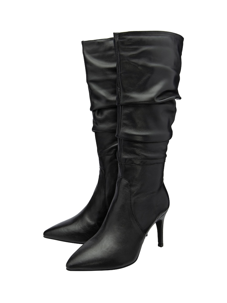 Ravel Black Leather Stiletto-Heel Knee-High Boots - Image 2 of 4