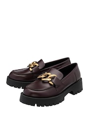 Ravel Burgundy Burgundy Chunky Cleated Sole Loafers - Image 2 of 4