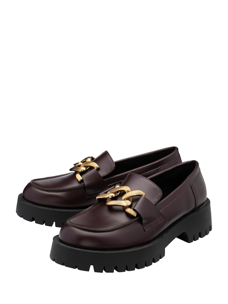 Ravel Burgundy Burgundy Chunky Cleated Sole Loafers - Image 2 of 4