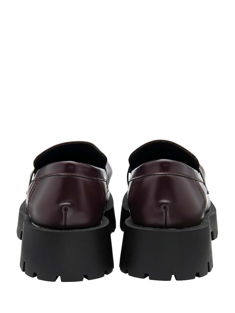 Ravel Burgundy Burgundy Chunky Cleated Sole Loafers - Image 3 of 4