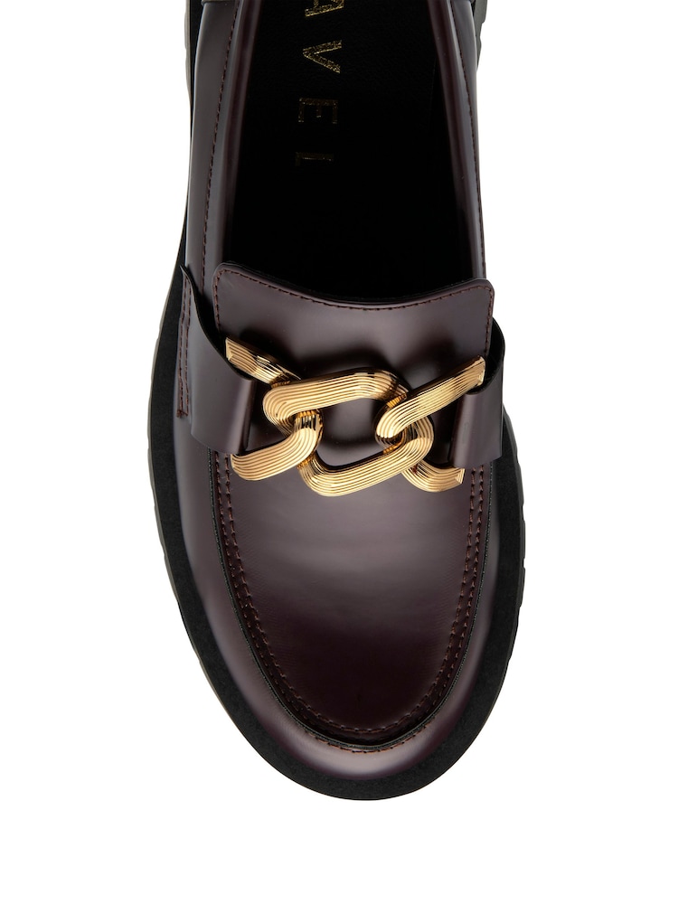 Ravel Burgundy Burgundy Chunky Cleated Sole Loafers - Image 4 of 4