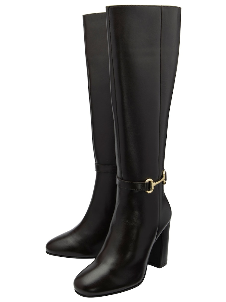 Ravel Brown Leather Knee High Boots - Image 2 of 4