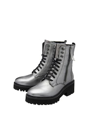 Ravel Silver Leather Zip Up Ankle Boots - Image 2 of 4