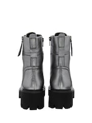 Ravel Silver Leather Zip Up Ankle Boots - Image 3 of 4