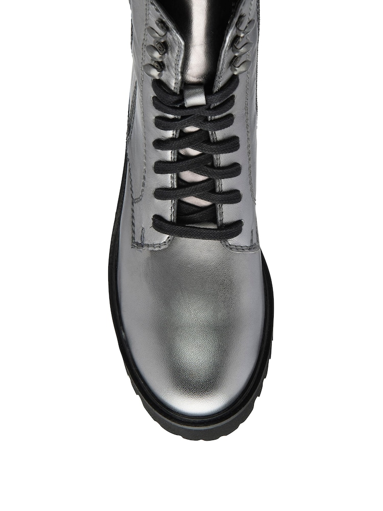 Ravel Silver Leather Zip Up Ankle Boots - Image 4 of 4