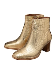 Ravel Gold Leather Heeled Ankle Boots - Image 2 of 4