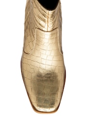 Ravel Gold Leather Heeled Ankle Boots - Image 4 of 4