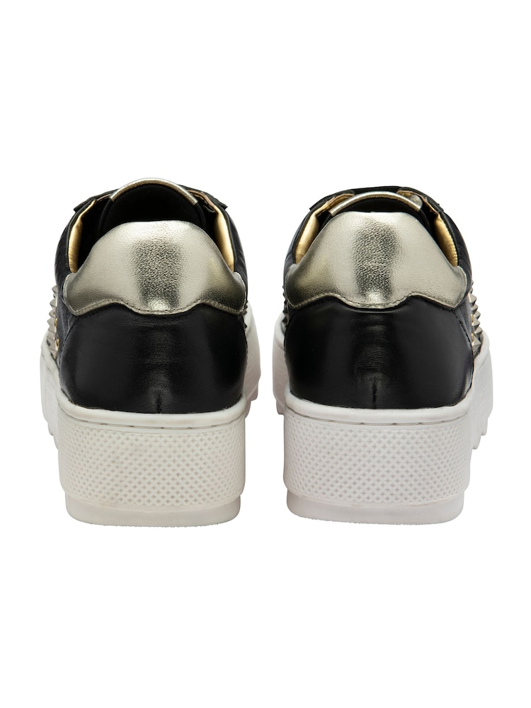 Ravel Black Leather Lace-Up Trainers - Image 2 of 4