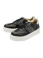 Ravel Black Leather Lace-Up Trainers - Image 4 of 4