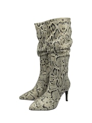 Ravel Snake Print Leather Stiletto-Heel Knee-High Boots - Image 2 of 4