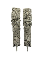 Ravel Snake Print Leather Stiletto-Heel Knee-High Boots - Image 3 of 4