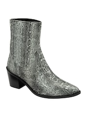 Ravel Grey Snake-Print Leather Ankle Boots - Image 1 of 4