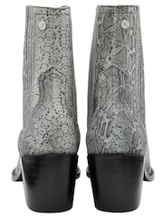 Ravel Grey Snake-Print Leather Ankle Boots - Image 3 of 4