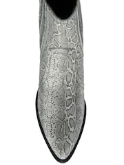 Ravel Grey Snake-Print Leather Ankle Boots - Image 4 of 4