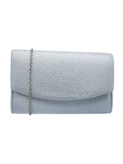 Ravel Brushed Silver Clutch Bag with Chain - Image 1 of 4