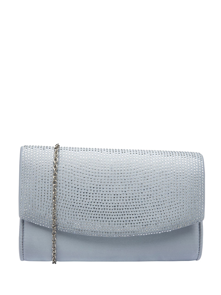 Ravel Brushed Silver Clutch Bag with Chain - Image 1 of 4