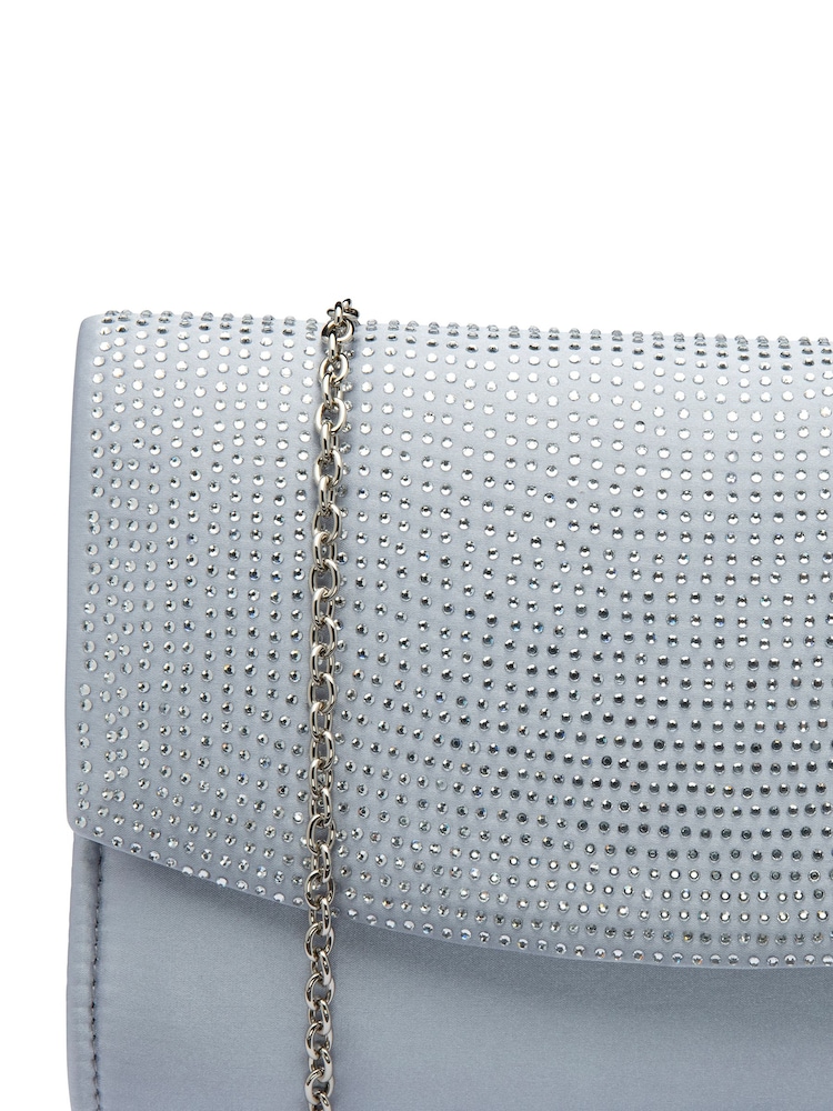 Ravel Brushed Silver Clutch Bag with Chain - Image 4 of 4