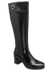 Ravel Black Leather Heeled Knee-High Boots - Image 1 of 4