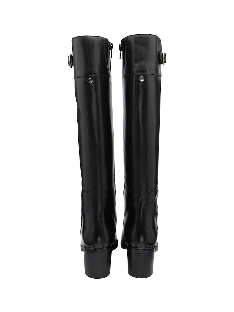 Ravel Black Leather Heeled Knee-High Boots - Image 3 of 4