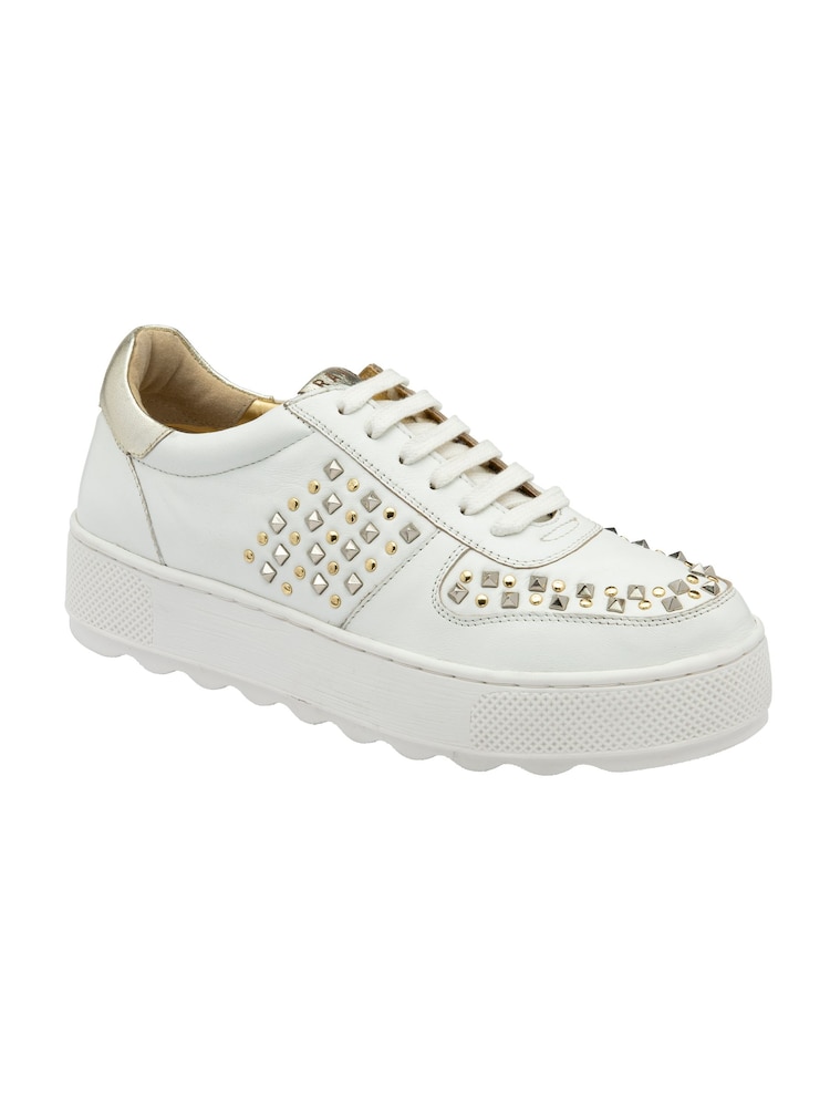 Ravel White Leather Lace-Up Trainers - Image 1 of 5
