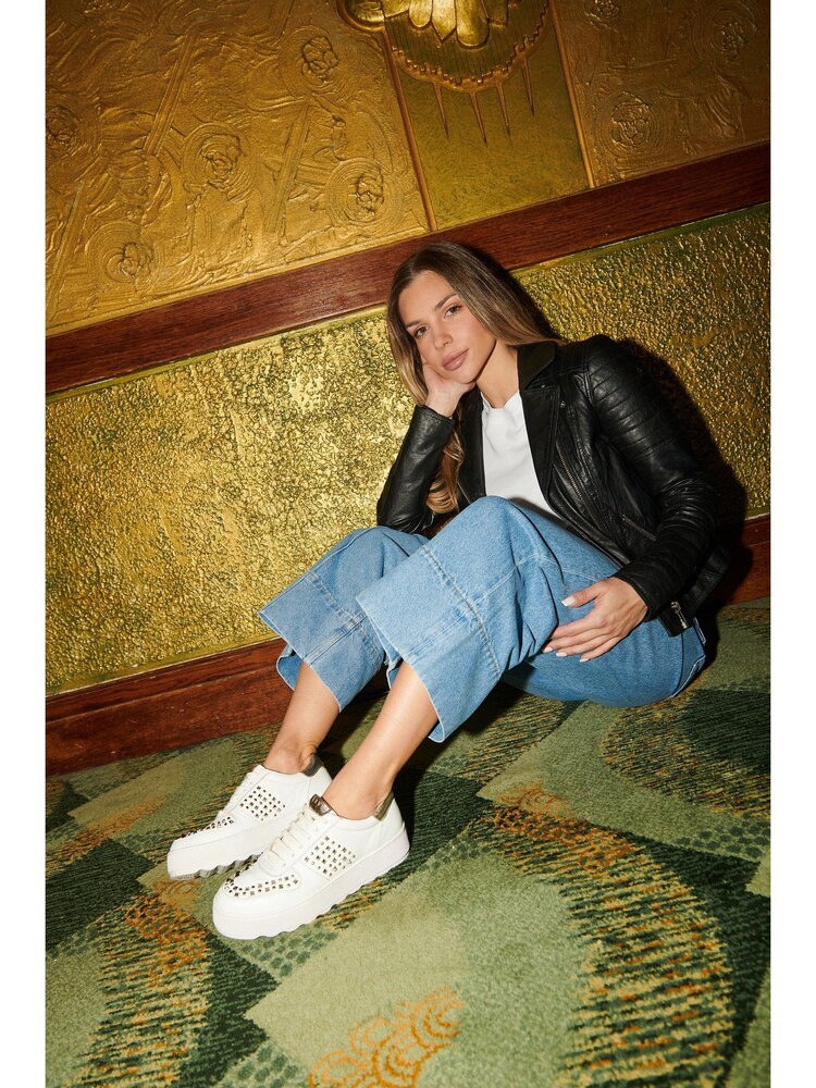 Ravel White Leather Lace-Up Trainers - Image 2 of 5