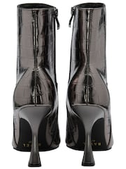 Ravel Grey Croc-Print Pointed-Toe Ankle Boots - Image 2 of 4