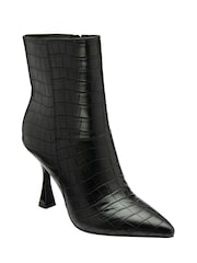 Ravel Black Croc-Print Pointed-Toe Ankle Boots - Image 1 of 4