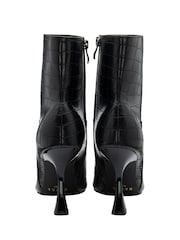 Ravel Black Croc-Print Pointed-Toe Ankle Boots - Image 2 of 4
