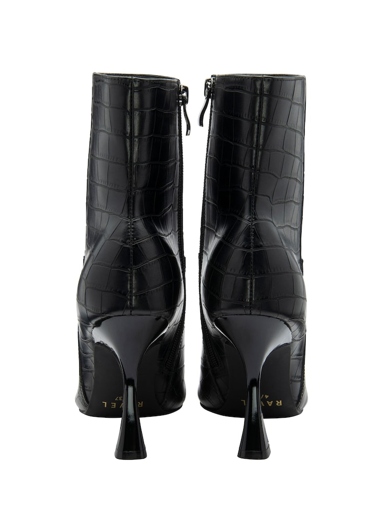 Schwarz - Ravel Croc-Print Pointed-Toe Ankle Boots - Bild 2 von 4 Schwarz - Ravel Croc-Print Pointed-Toe Ankle Boots - Bild 2 von 4