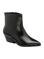 Ravel Black Leather Pointed-Toe Ankle Boots - Image 1 of 4