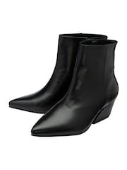 Ravel Black Leather Pointed-Toe Ankle Boots - Image 2 of 4