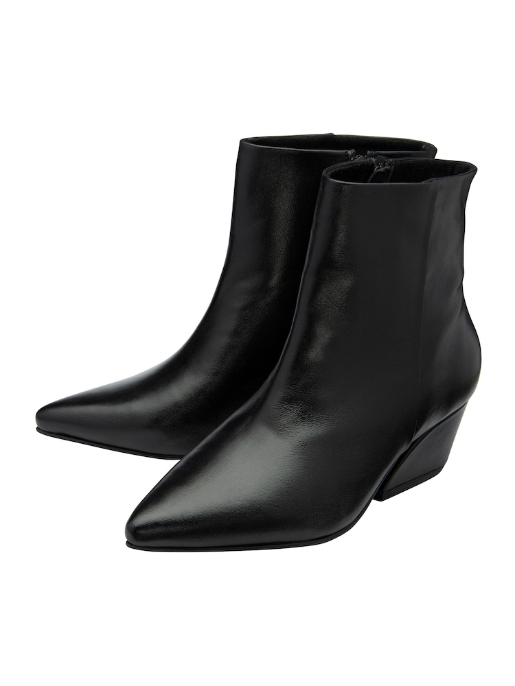 Ravel Black Leather Pointed-Toe Ankle Boots - Image 2 of 4