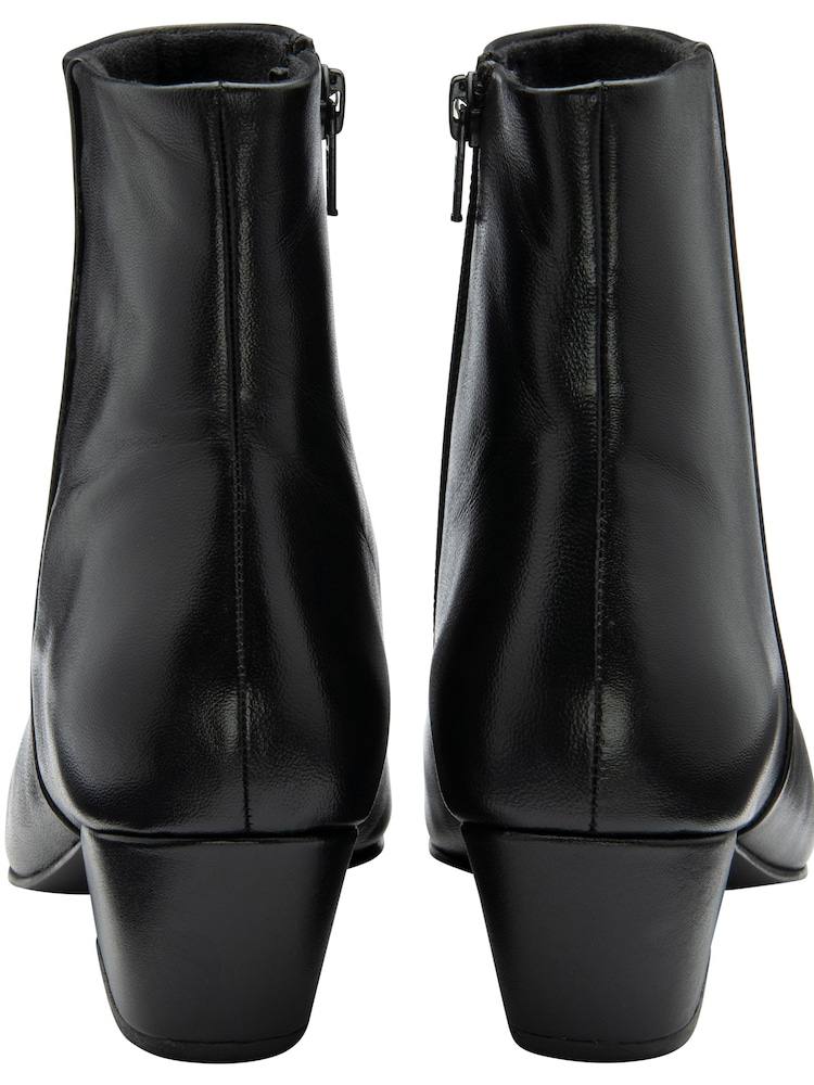 Ravel Black Leather Pointed-Toe Ankle Boots - Image 3 of 4