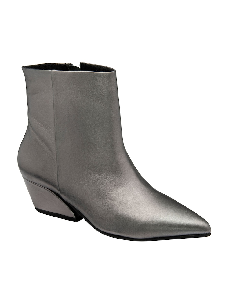 Ravel Grey Leather Pointed-Toe Ankle Boots - Image 1 of 4