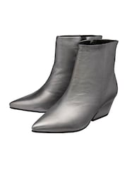 Ravel Grey Leather Pointed-Toe Ankle Boots - Image 2 of 4