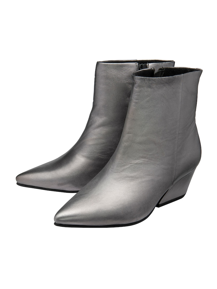 Ravel Grey Leather Pointed-Toe Ankle Boots - Image 2 of 4 Ravel Grey Leather Pointed-Toe Ankle Boots - Image 2 of 4