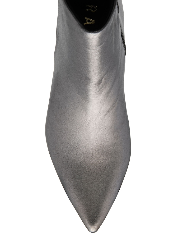 Ravel Grey Leather Pointed-Toe Ankle Boots - Image 4 of 4