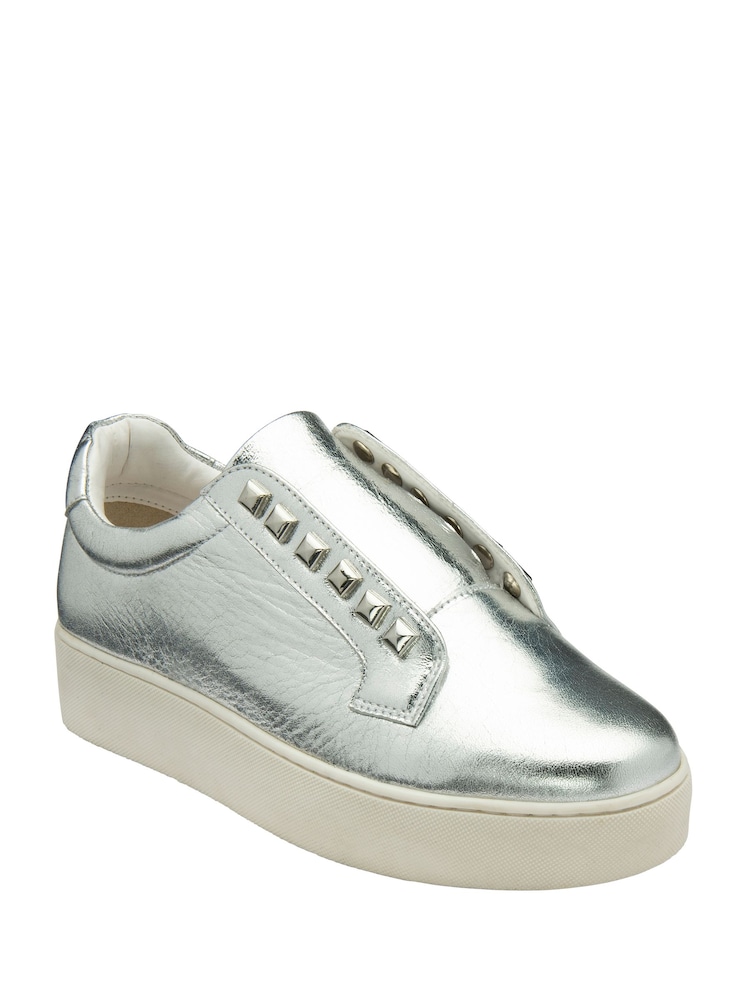Серебряный - Ravel Leather Slip-On Trainers - Image 1 of 4