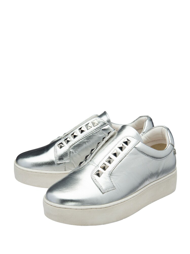 Серебряный - Ravel Leather Slip-On Trainers - Image 2 of 4