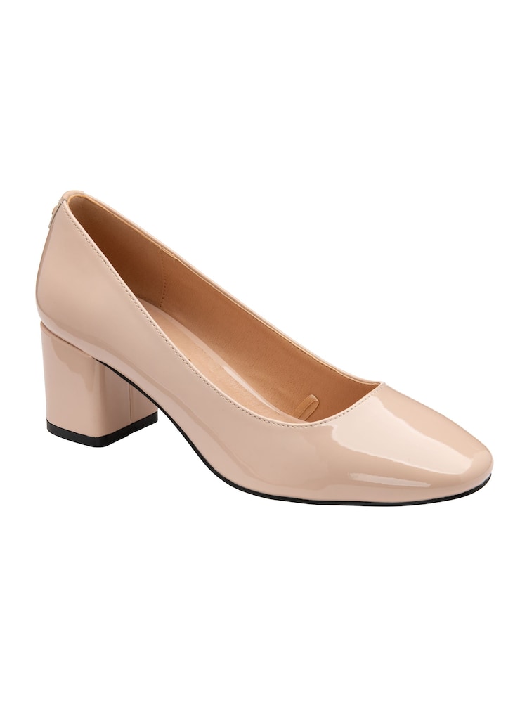 Ravel Nude Patent Block-Heel Court Shoes - Image 1 of 4