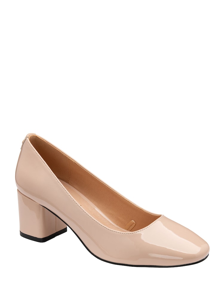 Ravel Nude Patent Block-Heel Court Shoes - Image 1 of 4 Ravel Nude Patent Block-Heel Court Shoes - Image 1 of 4