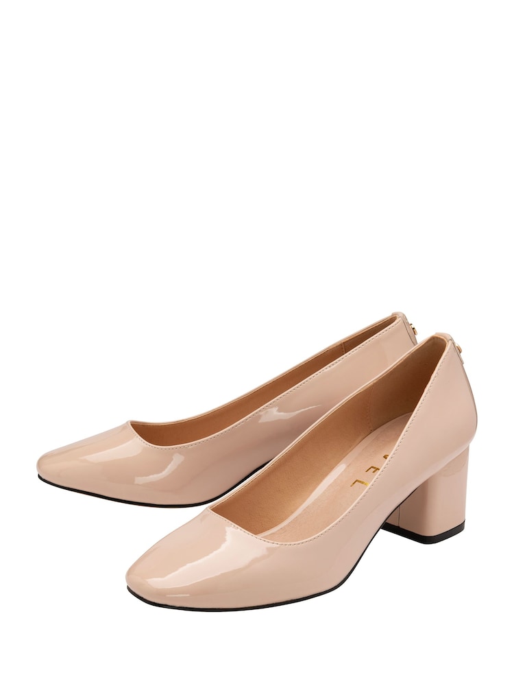 Ravel Nude Patent Block-Heel Court Shoes - Image 2 of 4 Ravel Nude Patent Block-Heel Court Shoes - Image 2 of 4