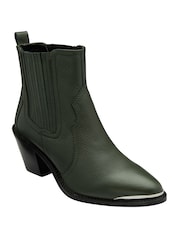 Ravel Green Leather Zip Up Ankle Boots - Image 1 of 4
