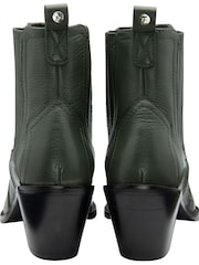 Ravel Green Leather Zip Up Ankle Boots - Image 3 of 4